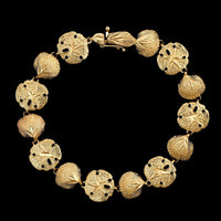 14K Yellow Gold Estate Shells and Sand Dollar Bracelet