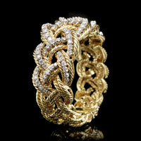 18K Two-tone Gold Estate Diamond Woven Rope Twist Bracelet