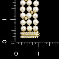 18K Yellow Gold Estate Cultured Pearl and Diamond Bracelet