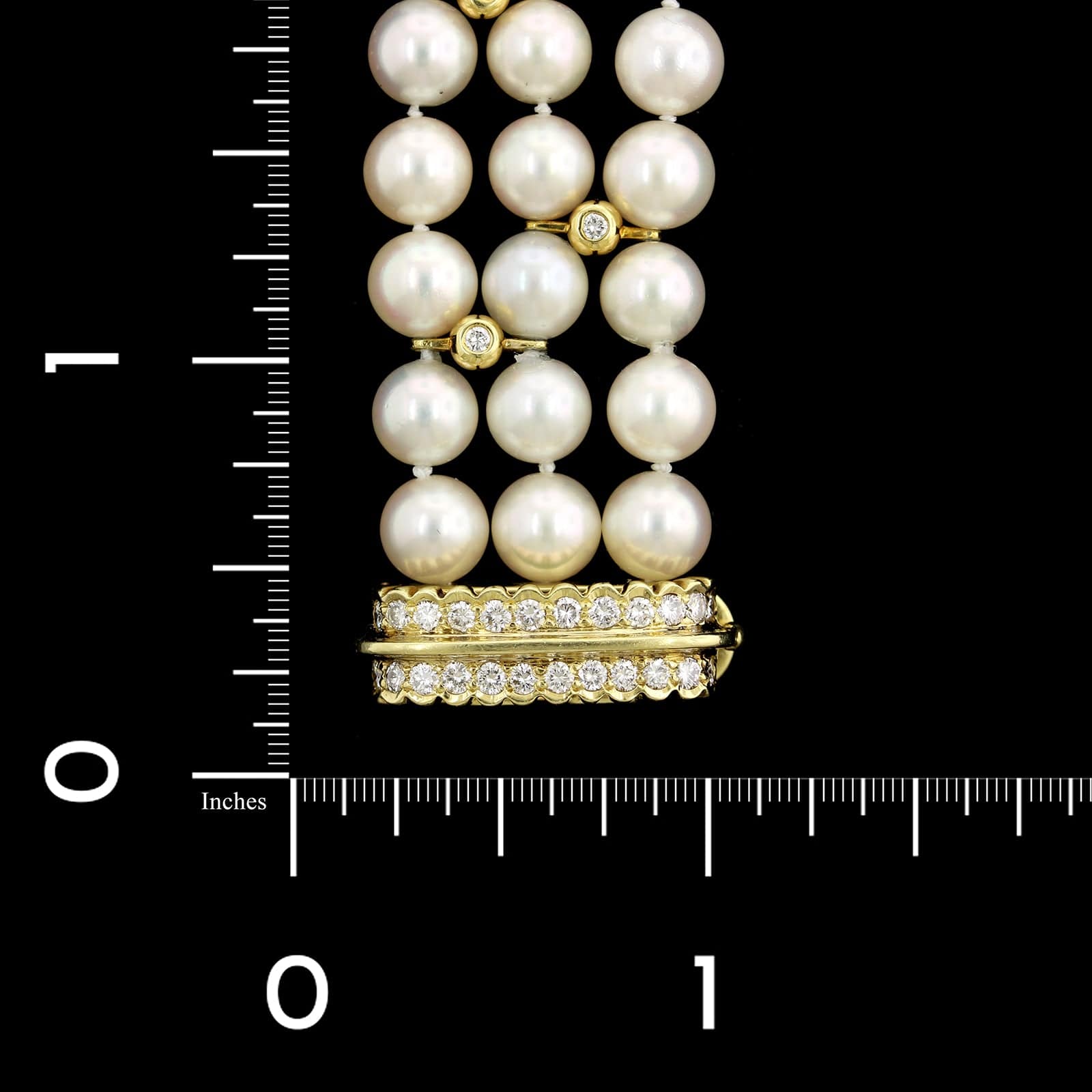 18K Yellow Gold Estate Cultured Pearl and Diamond Bracelet
