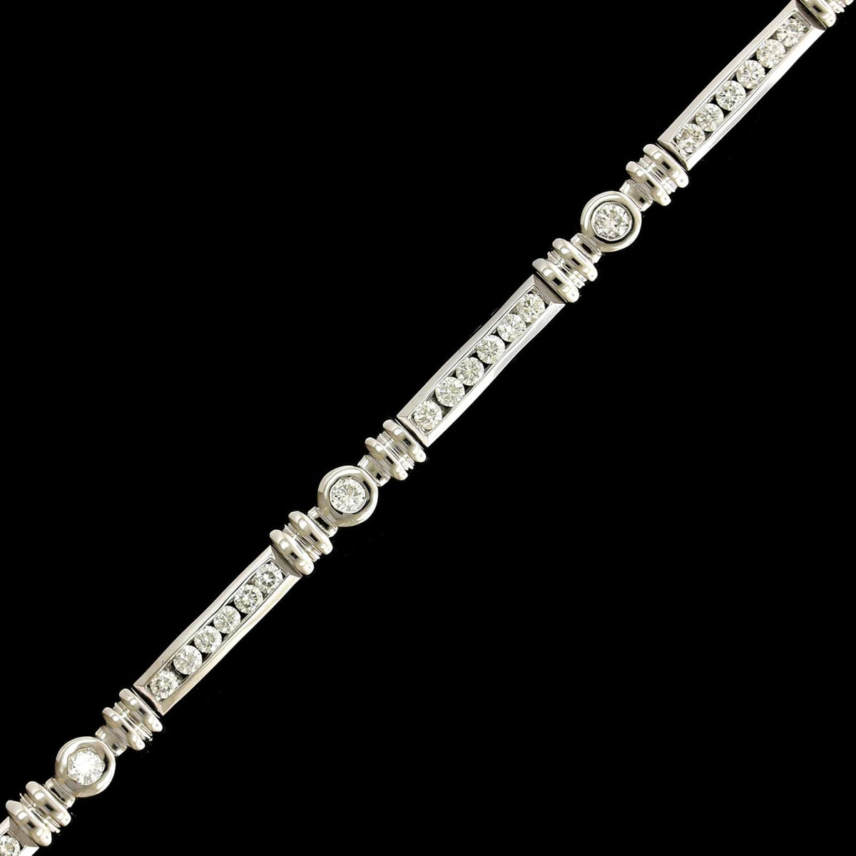 14K White Gold Estate Diamond Bracelet
