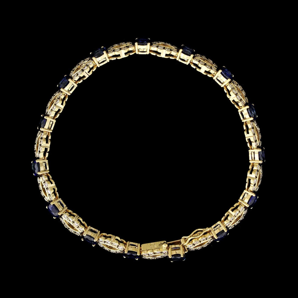 18K Yellow Gold Estate Sapphire and Diamond Bracelet