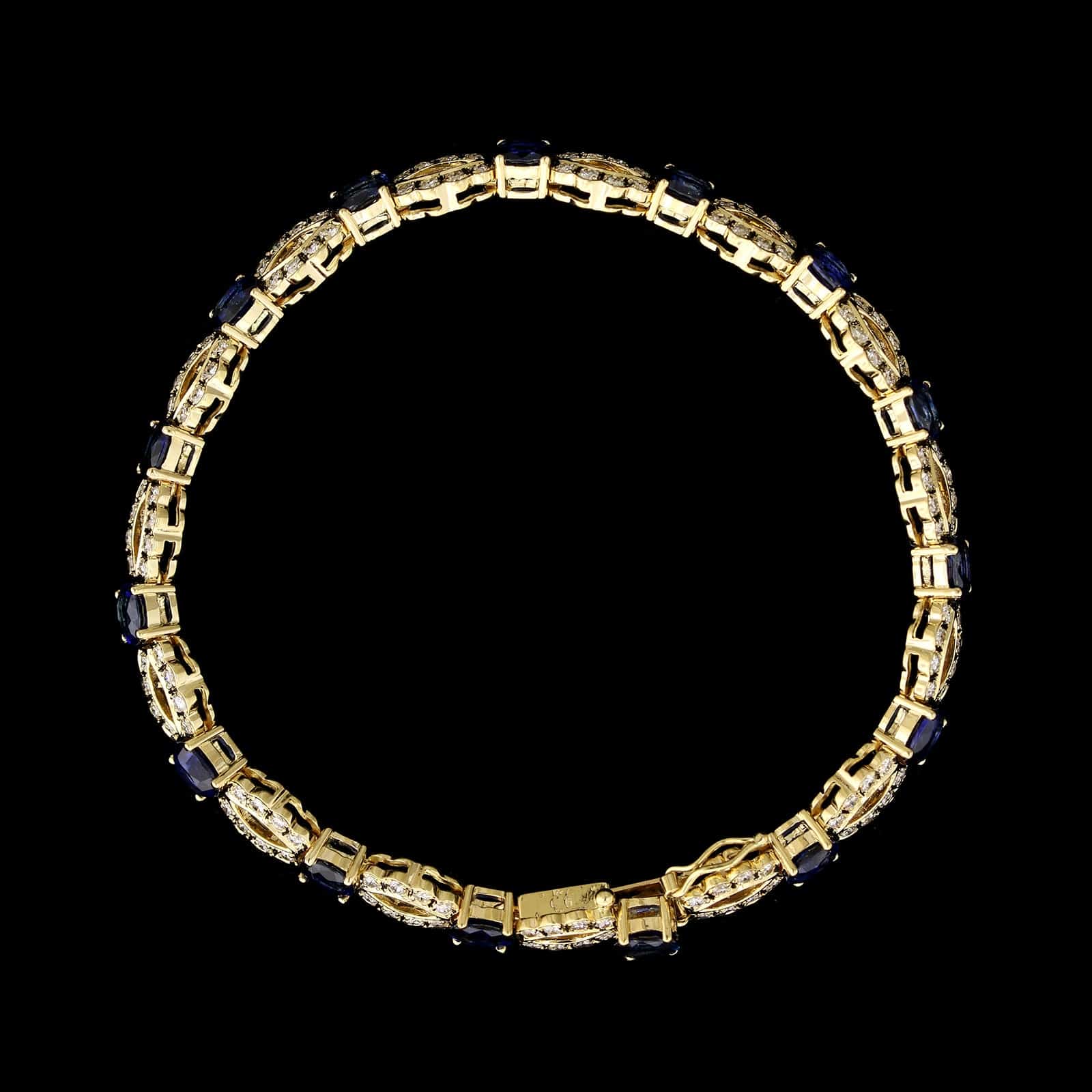 18K Yellow Gold Estate Sapphire and Diamond Bracelet