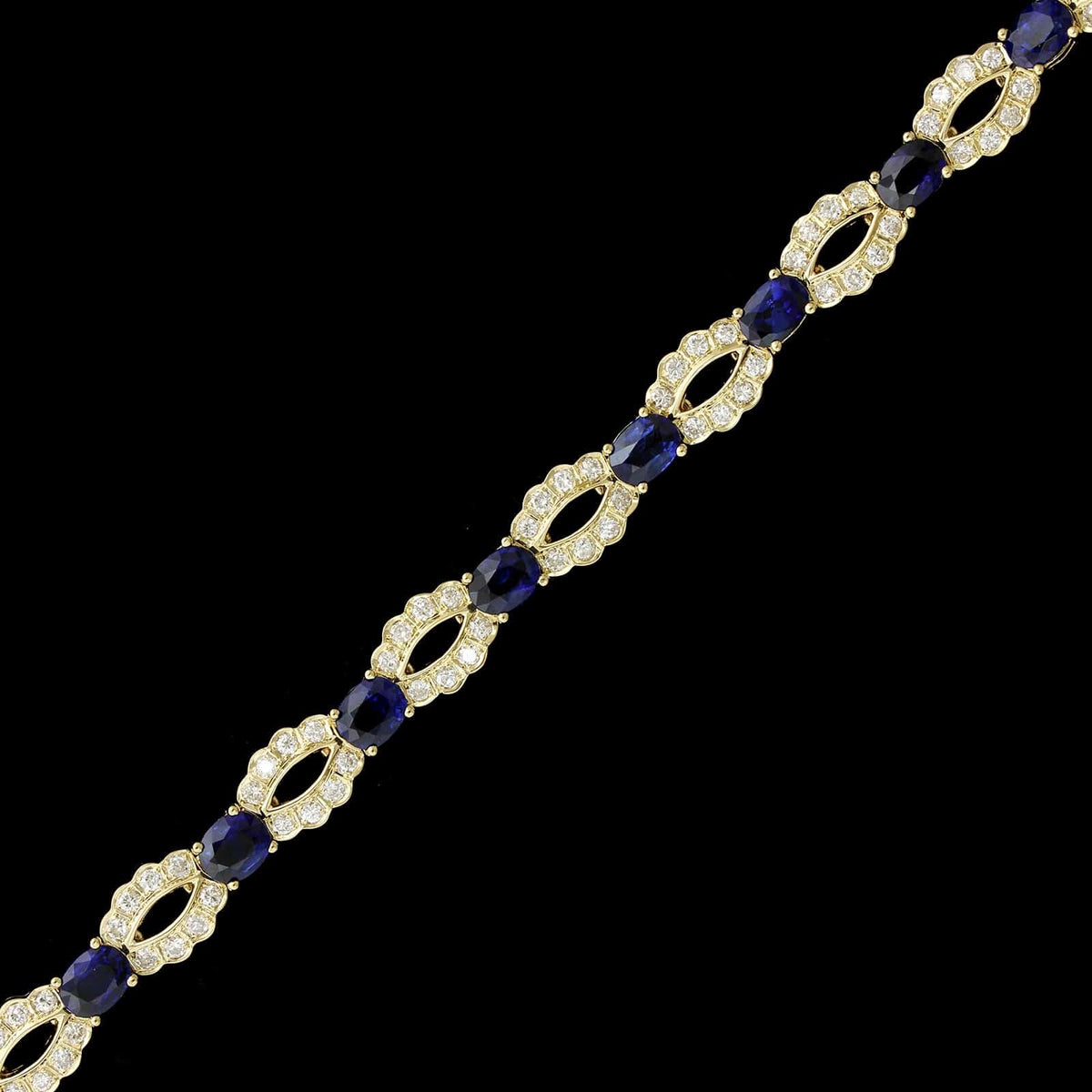 18K Yellow Gold Estate Sapphire and Diamond Bracelet