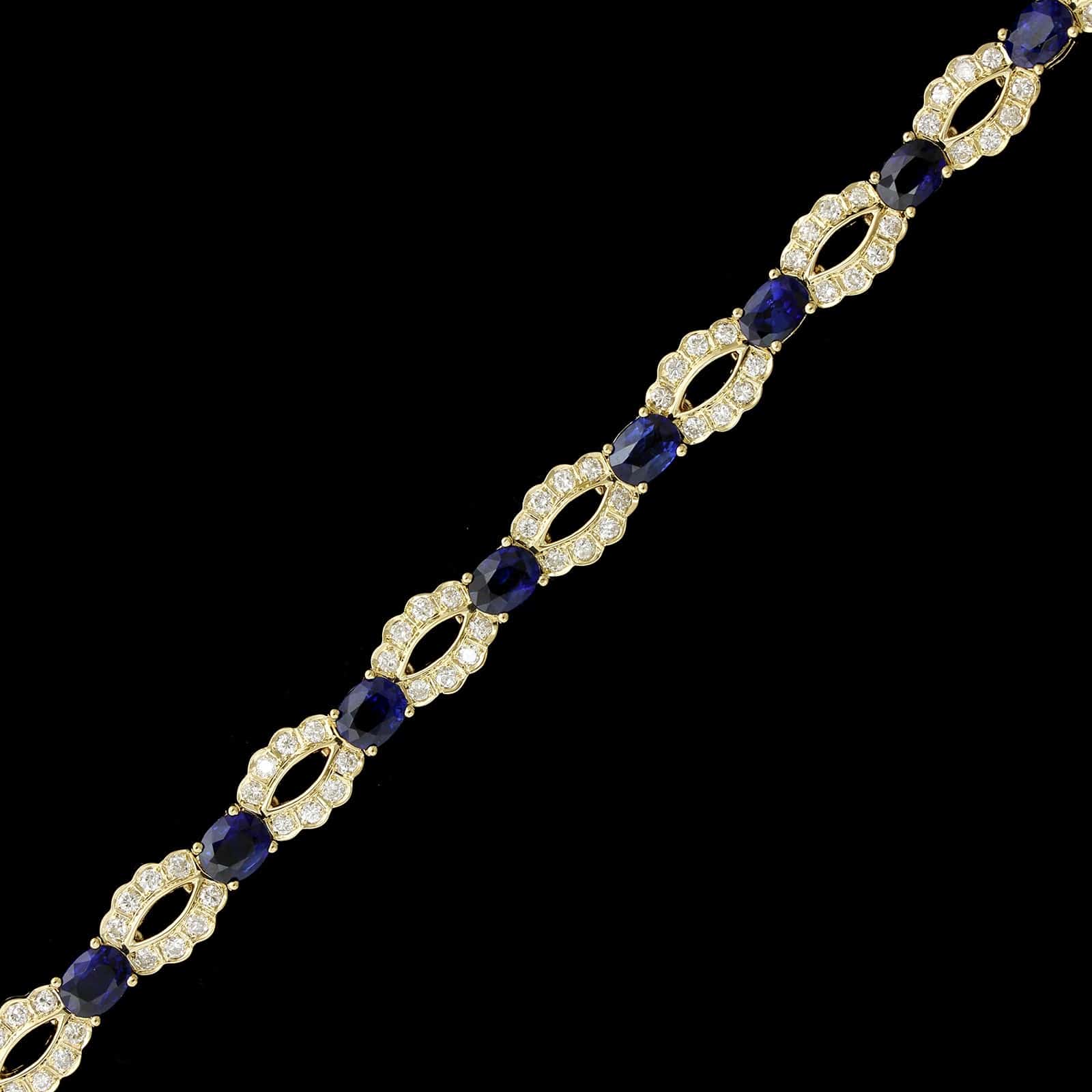 18K Yellow Gold Estate Sapphire and Diamond Bracelet
