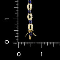 18K Yellow Gold Estate Sapphire and Diamond Bracelet