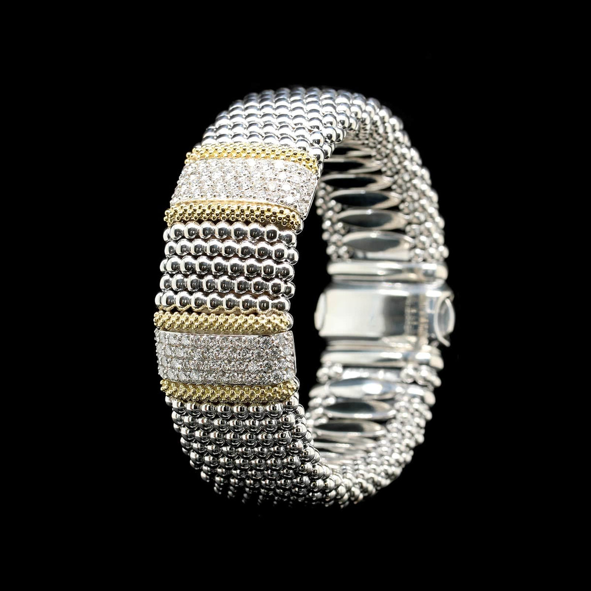 LAGOS Double X Caviar Diamond Bracelet in Sterling Silver and 18K Yell –  Mountz Jewelers