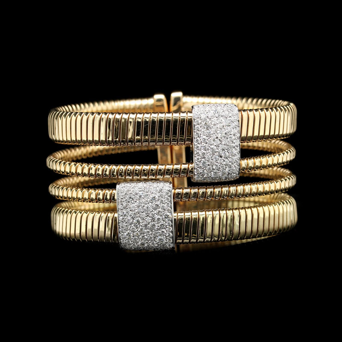18K Two-tone Gold Estate and Diamond Flex Cuff