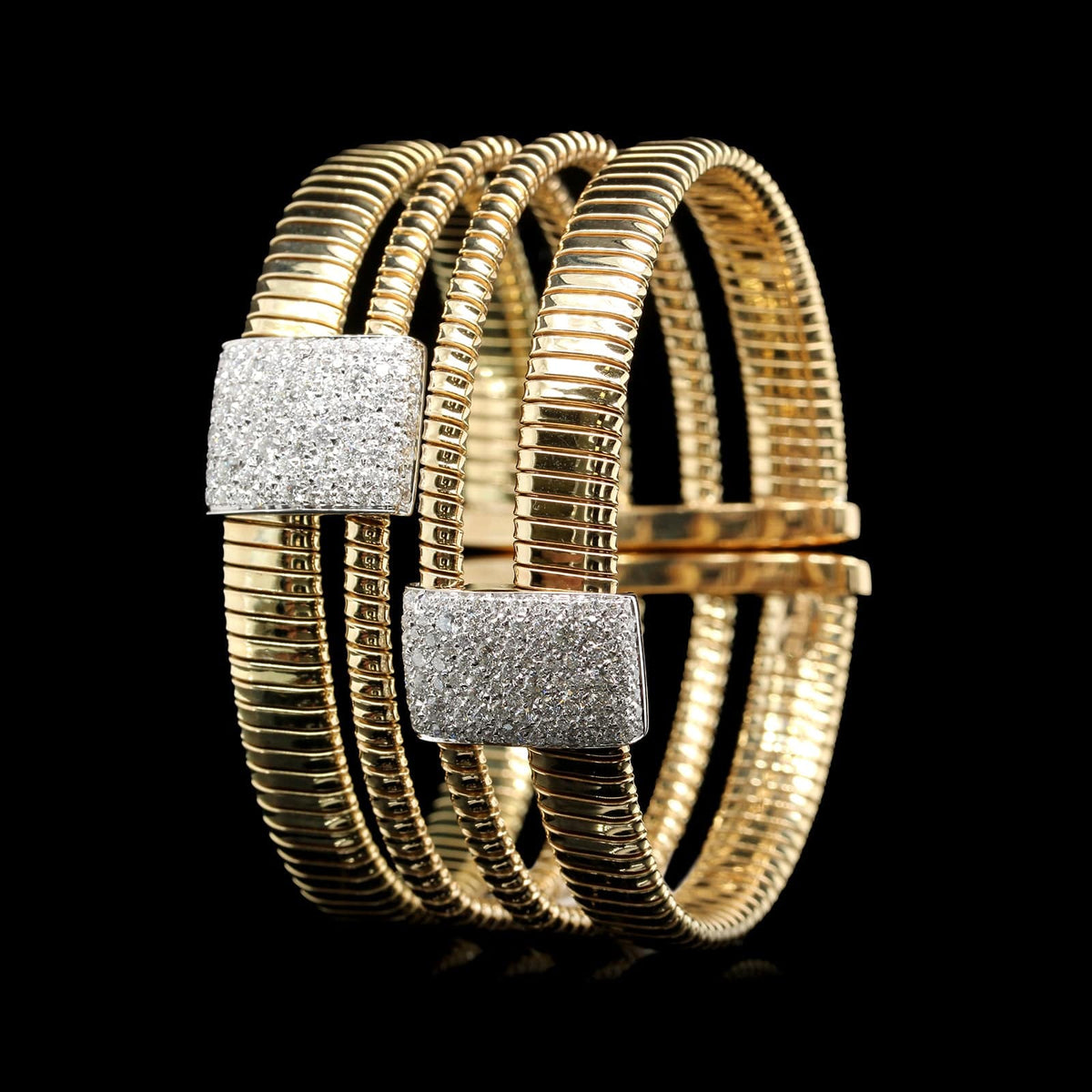 18K Two-tone Gold Estate and Diamond Flex Cuff