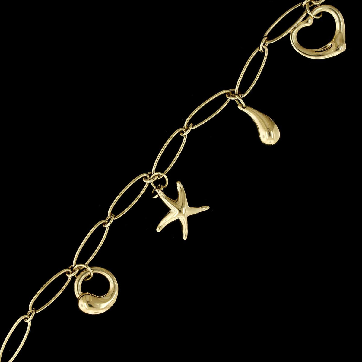 Tiffany & Co. Elsa Peretti 18K Yellow Gold Estate Charm Bracelet
