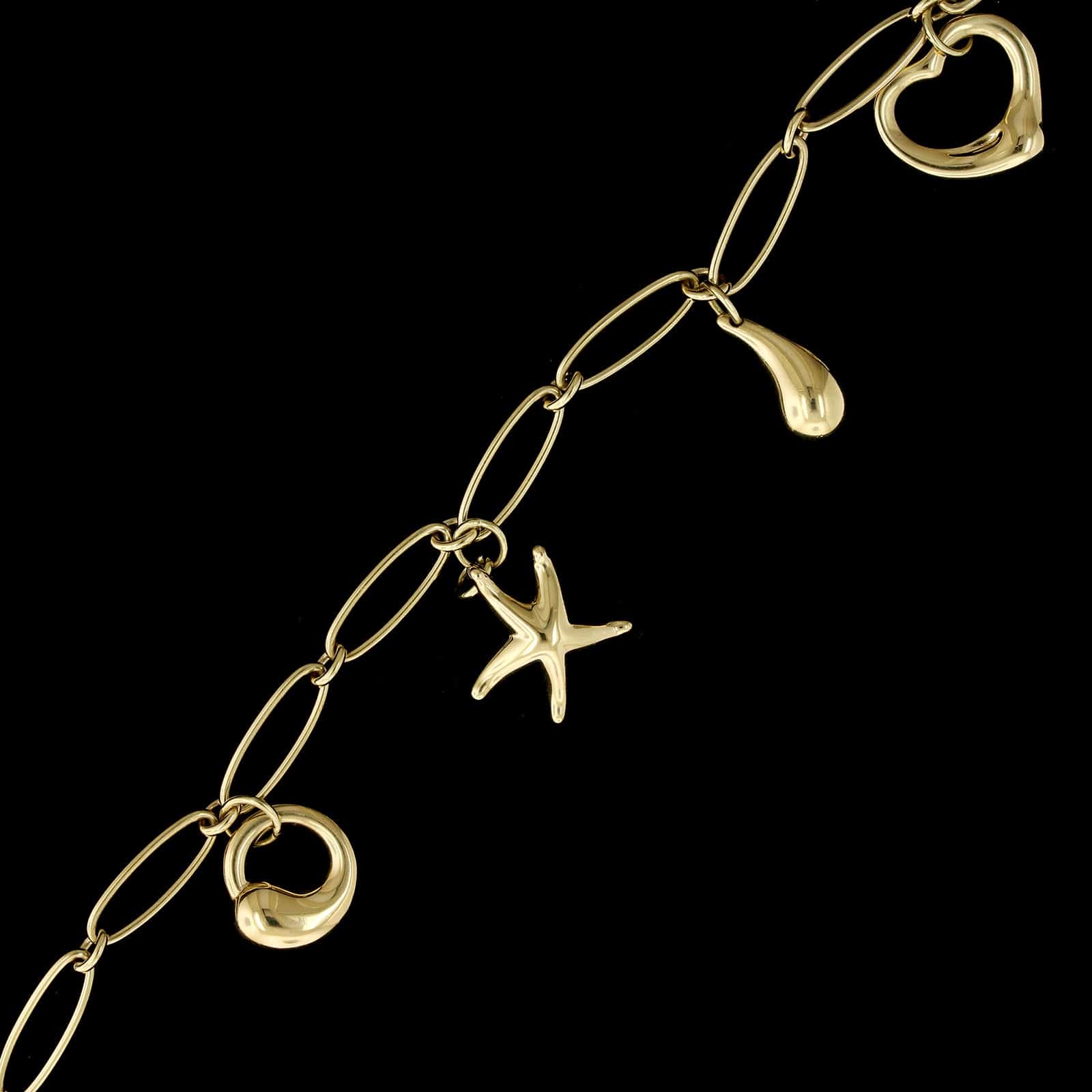 Tiffany & Co. Elsa Peretti 18K Yellow Gold Estate Charm Bracelet