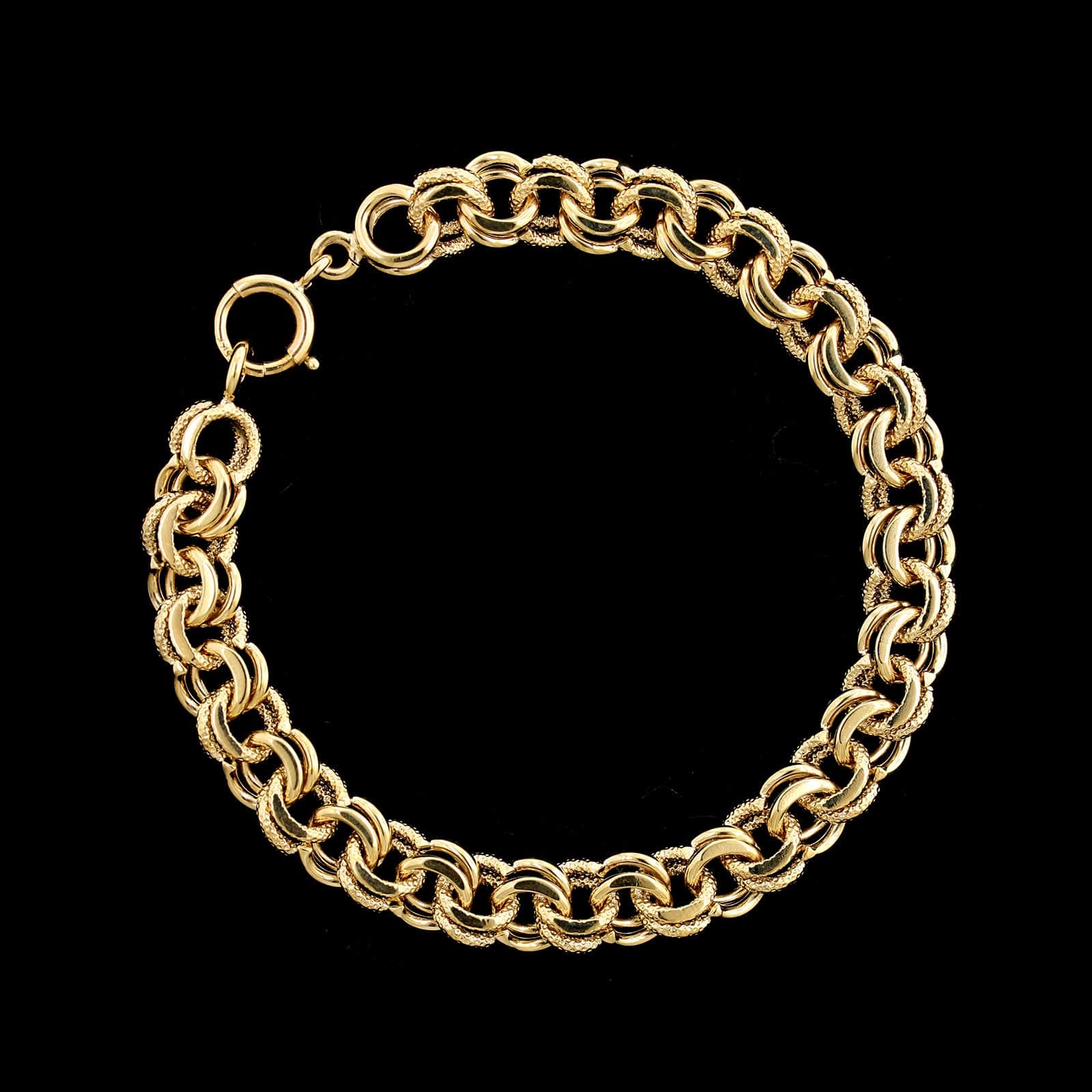 14K Yellow Gold Estate Double Link Charm Bracelet