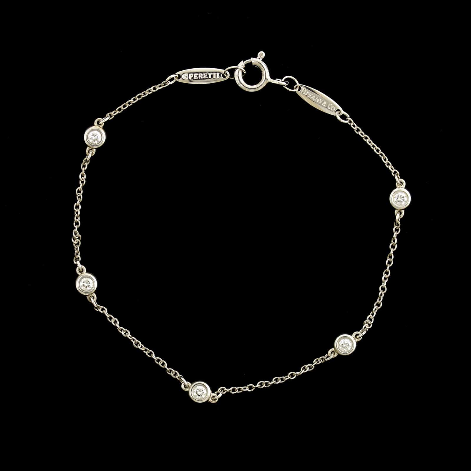Tiffany & Co. Elsa Peretti Sterling Silver Estate Diamond by the Yard Bracelet