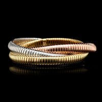 18K Tricolor Gold Estate Triple Tubogas Link Bracelet
