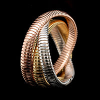 18K Tricolor Gold Estate Triple Tubogas Link Bracelet