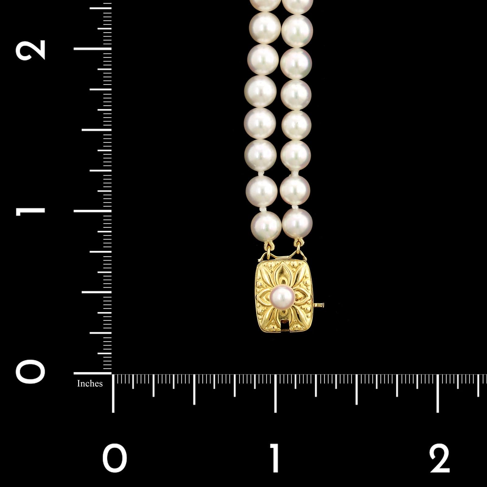 Mikimoto 18K Yellow Gold Estate Double Cultured Pearl Bracelet