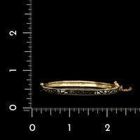 14K Yellow Gold Estate Black Enamel Hinged Bangle Bracelet