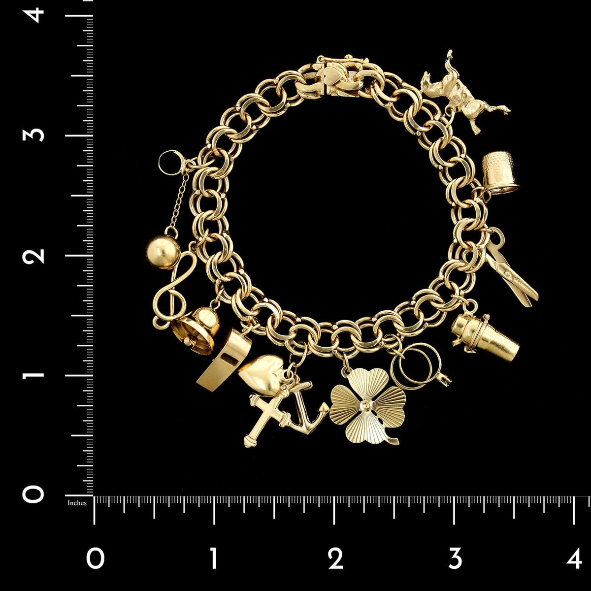 14K Yellow Gold Estate Charm Bracelet