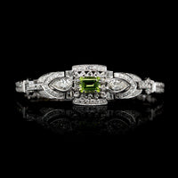 Vintage Platinum Estate Peridot and Diamond Bracelet