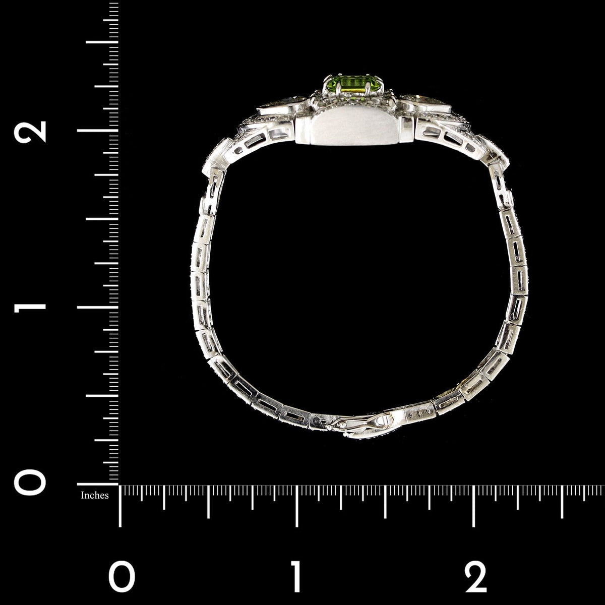 Vintage Platinum Estate Peridot and Diamond Bracelet