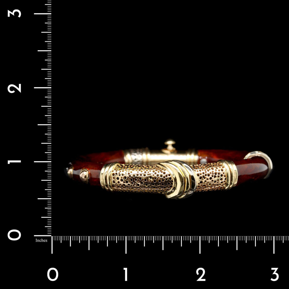 La Nouvelle Bague Sterling Silver and 18K Tricolor Gold Estate Enamel Bangle