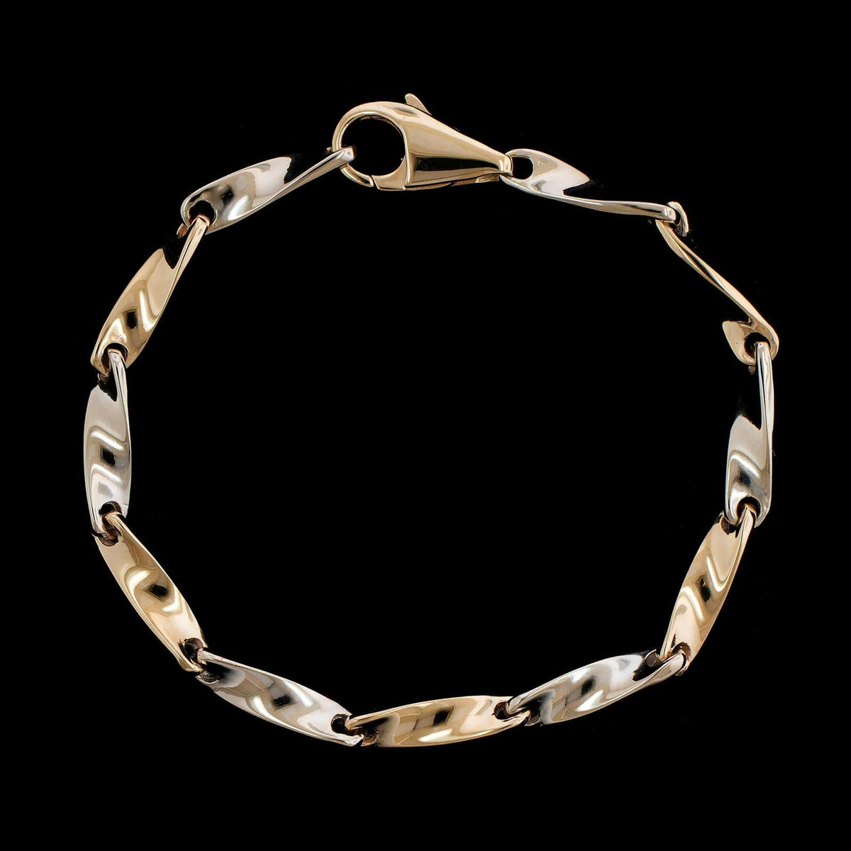 14K Two-tone Gold Estate Twist Link Bracelet