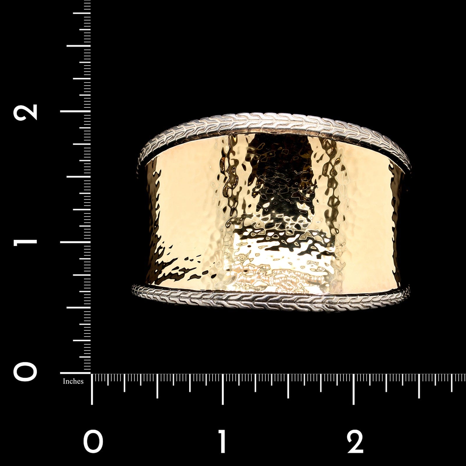 John Hardy Sterling Silver and 18K Yellow Gold Estate Classic Chain Hammered Cuff Bracelet
