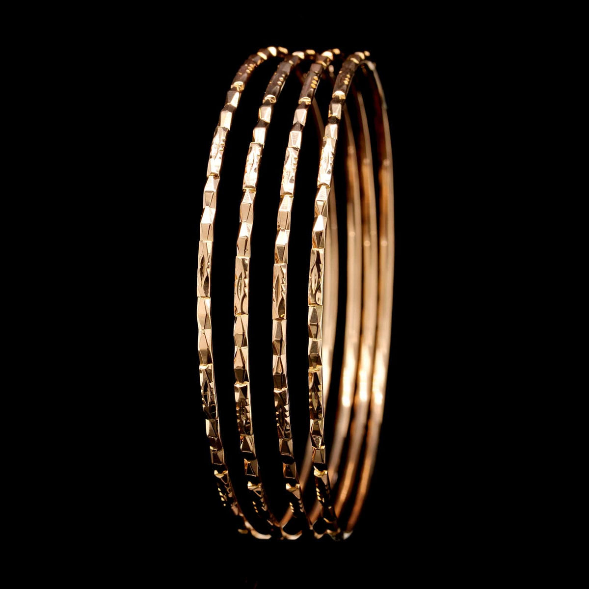 18K Yellow Gold Estate Set of Four Bangle Bracelets