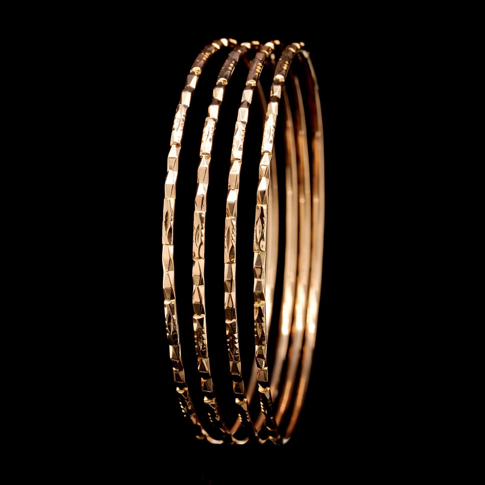 18K Yellow Gold Estate Set of Four Bangle Bracelets