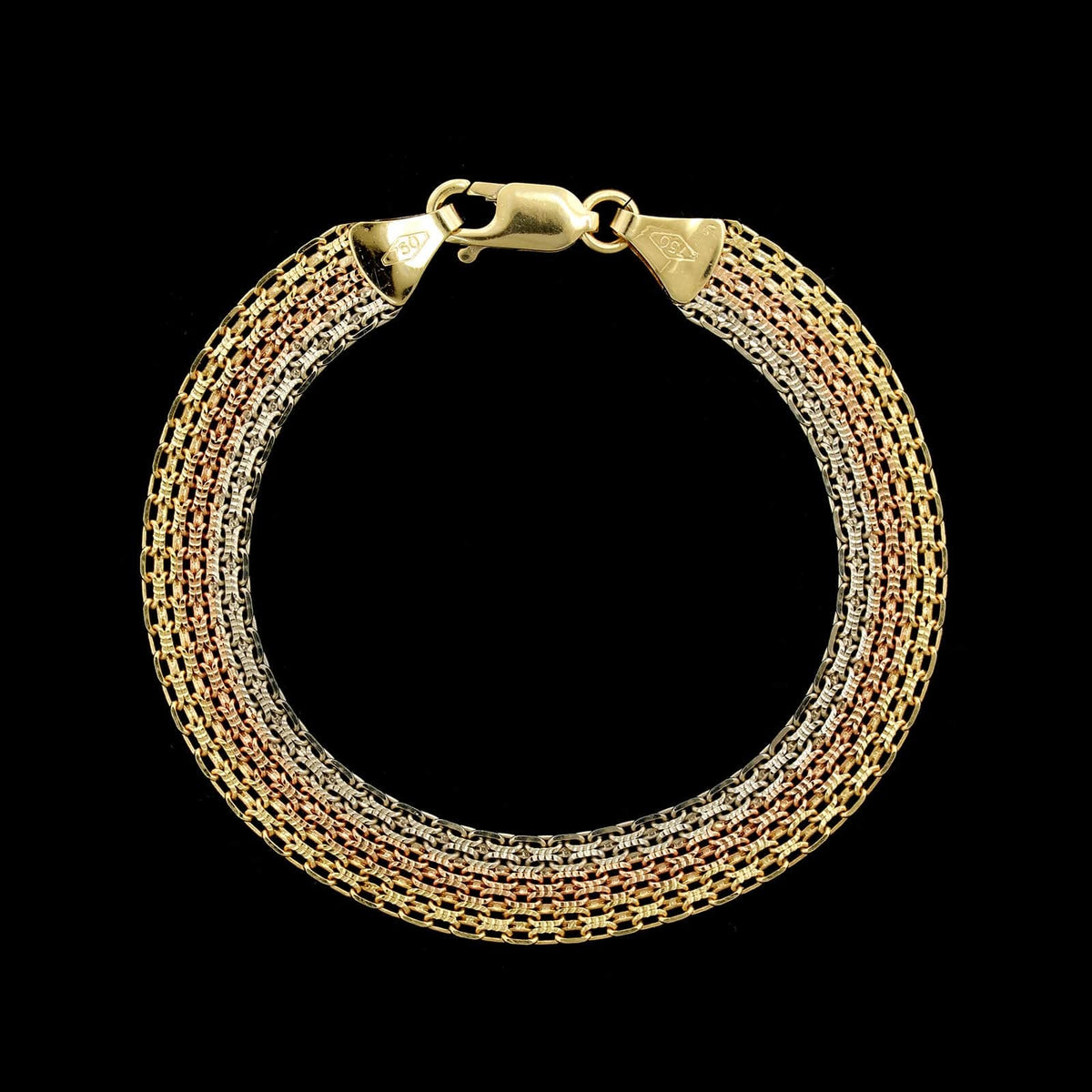 18K Tricolor Gold Estate Fancy Link Bracelet