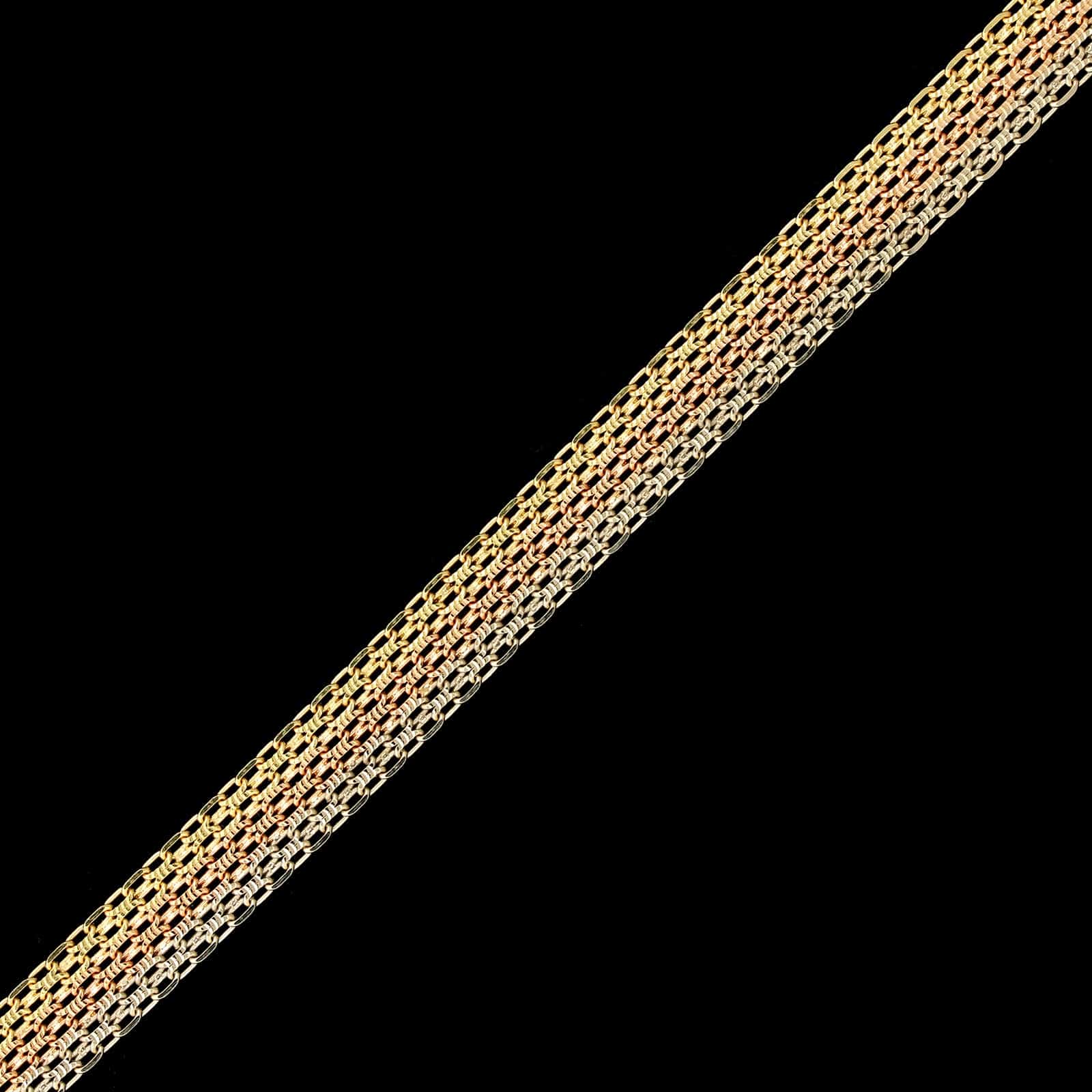 18K Tricolor Gold Estate Fancy Link Bracelet