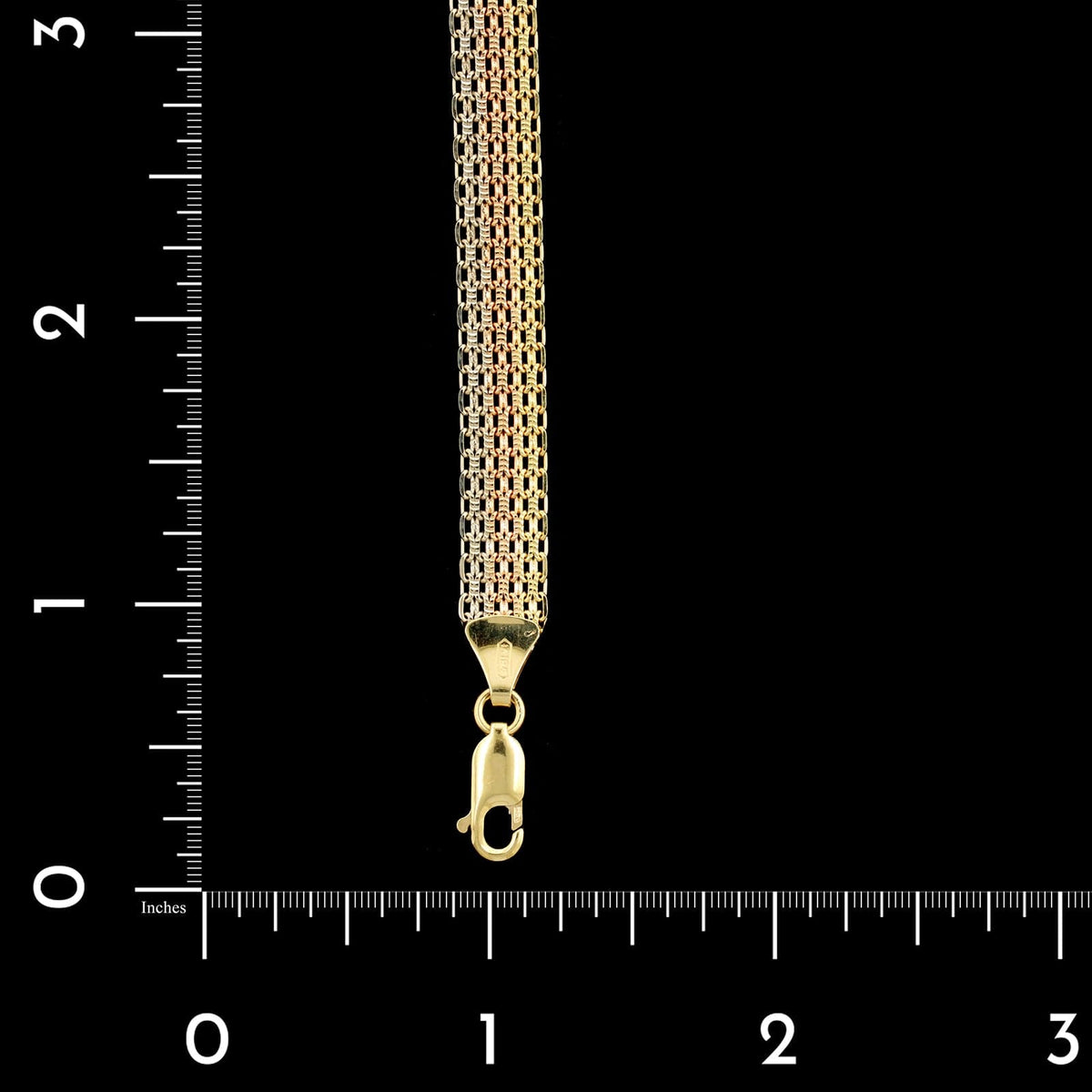 18K Tricolor Gold Estate Fancy Link Bracelet
