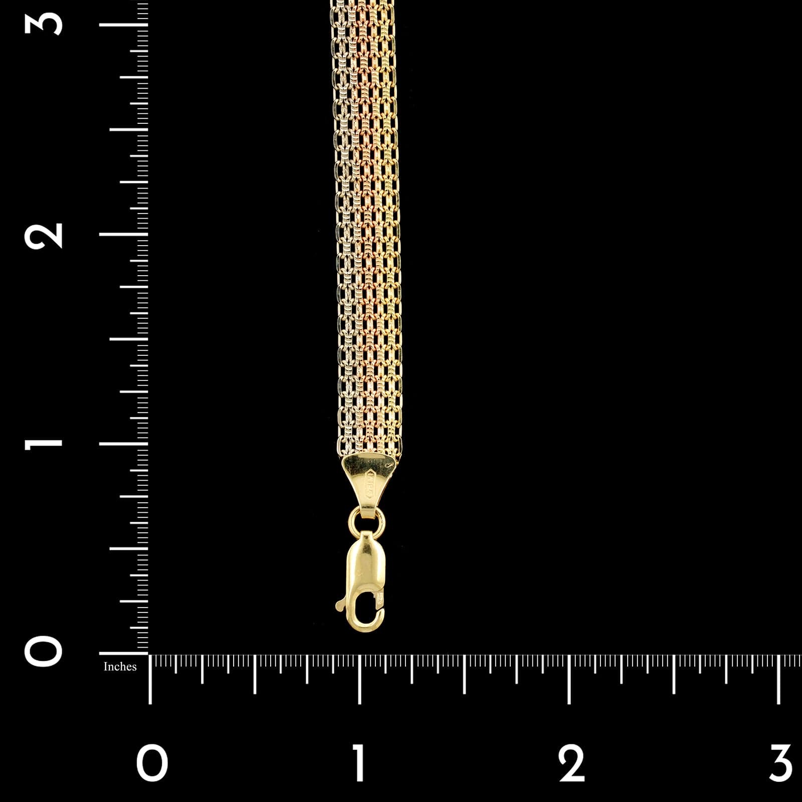 18K Tricolor Gold Estate Fancy Link Bracelet