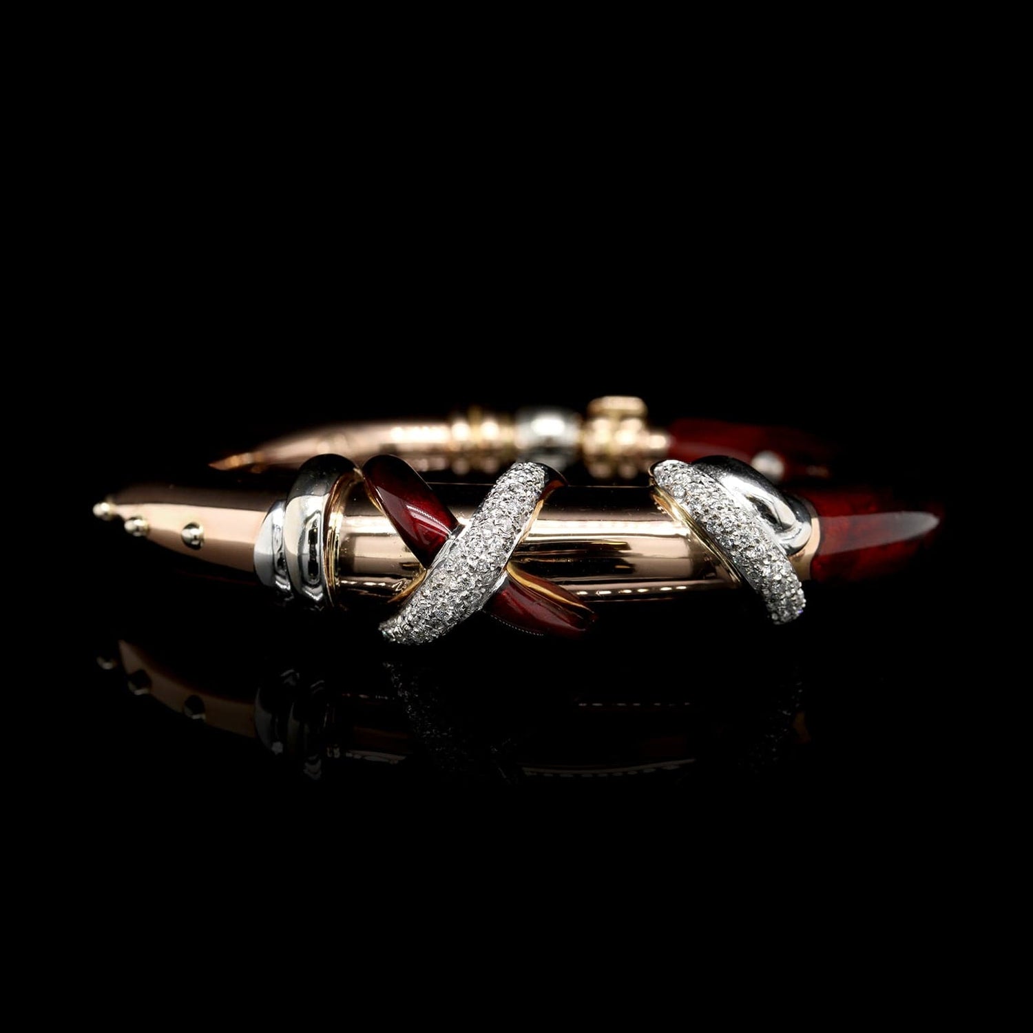 ラ ヌーベルバーグ La Nouvelle Bague バングル750 18K La Nouvelle Bague 18K Rose and White Gold Estate Sterling Enamel