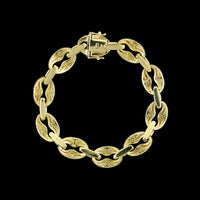 14K Yellow Gold Estate Green Enamel Link Bracelet