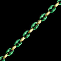 14K Yellow Gold Estate Green Enamel Link Bracelet