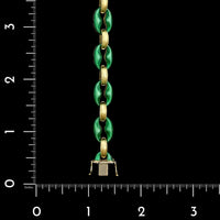 14K Yellow Gold Estate Green Enamel Link Bracelet