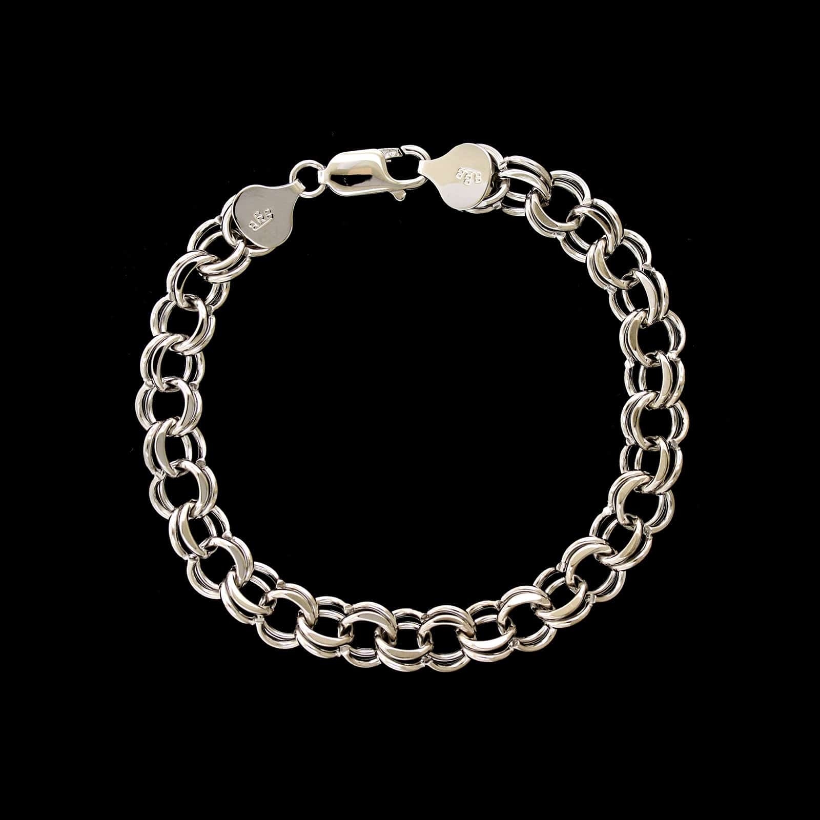 14K White Gold Estate Double Link Bracelet