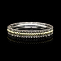 Lagos Sterling Silver and 18K Yellow Gold Estate Caviar Bangle