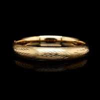 14K Yellow Gold Estate Engraved Bangle Bracelet