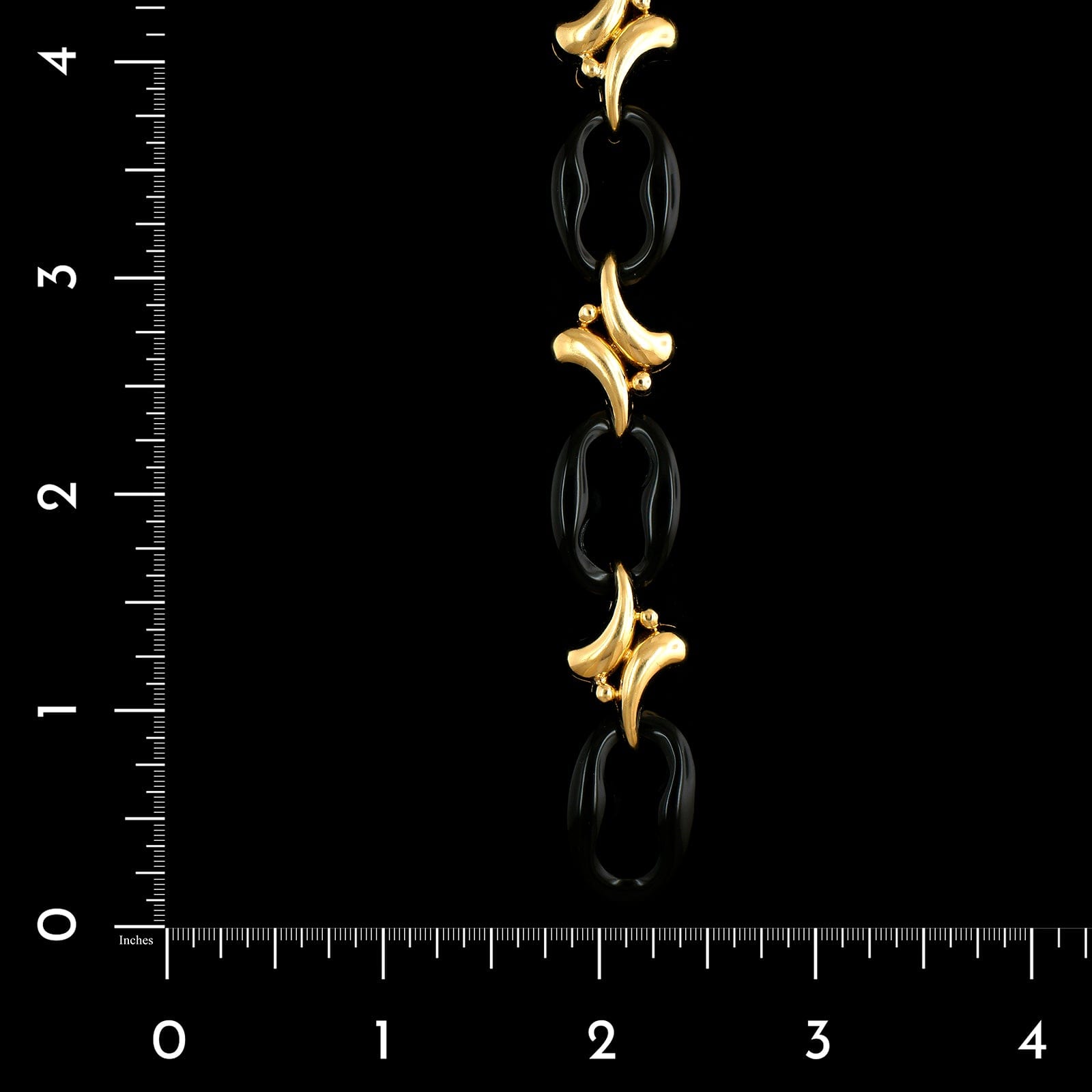 14K Yellow Gold Estate Onyx Mariner Link Bracelet