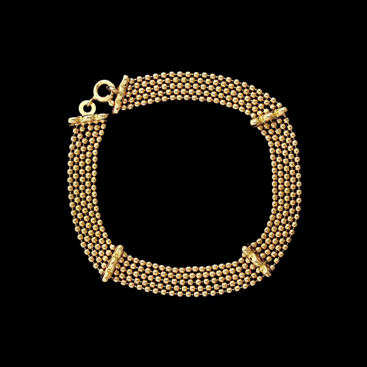 18K Yellow Gold Estate Five Row Bead Chain Bracelet