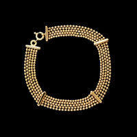 18K Yellow Gold Estate Five Row Bead Chain Bracelet