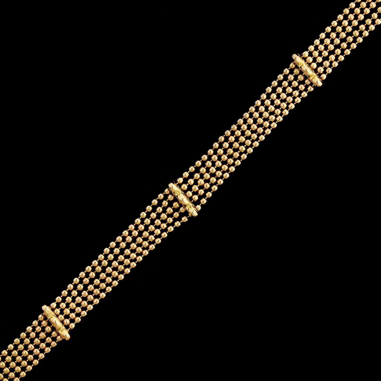 18K Yellow Gold Estate Five Row Bead Chain Bracelet