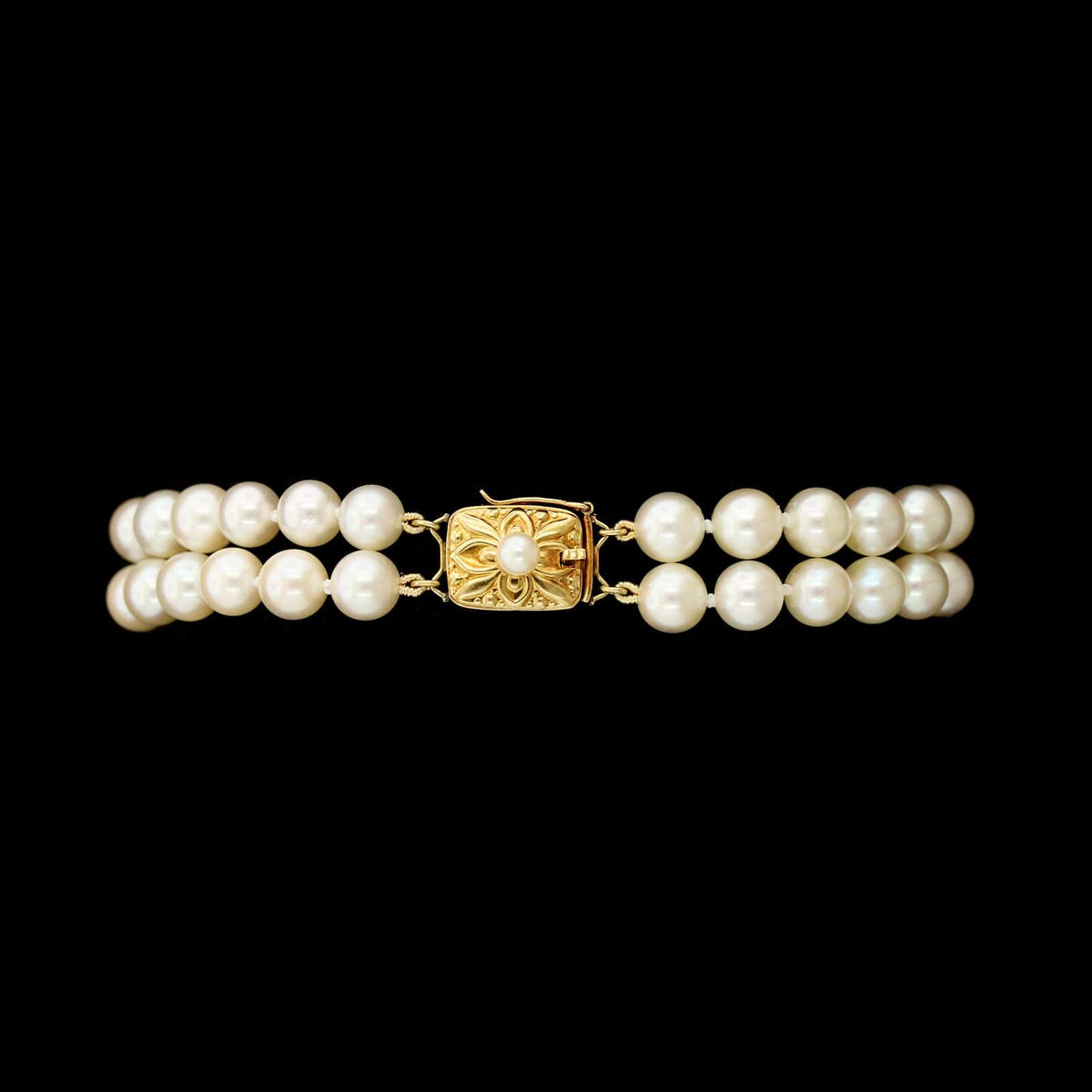Mikimoto 18K Yellow Gold Estate Pearl Double Row Bracelet