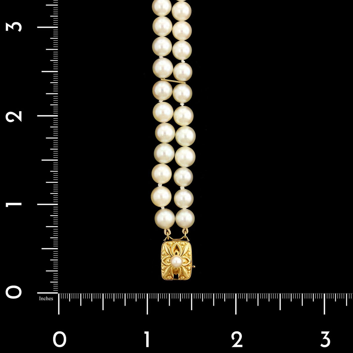 Mikimoto 18K Yellow Gold Estate Pearl Double Row Bracelet