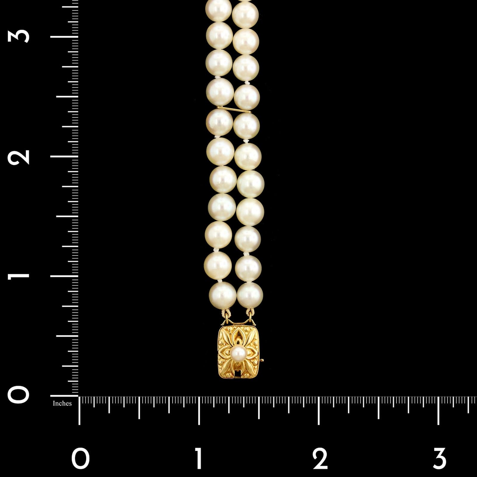 Mikimoto 18K Yellow Gold Estate Pearl Double Row Bracelet