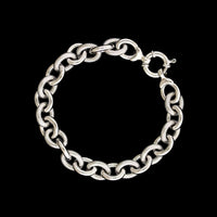14K White Gold Estate Oval Textured Link Bracelet