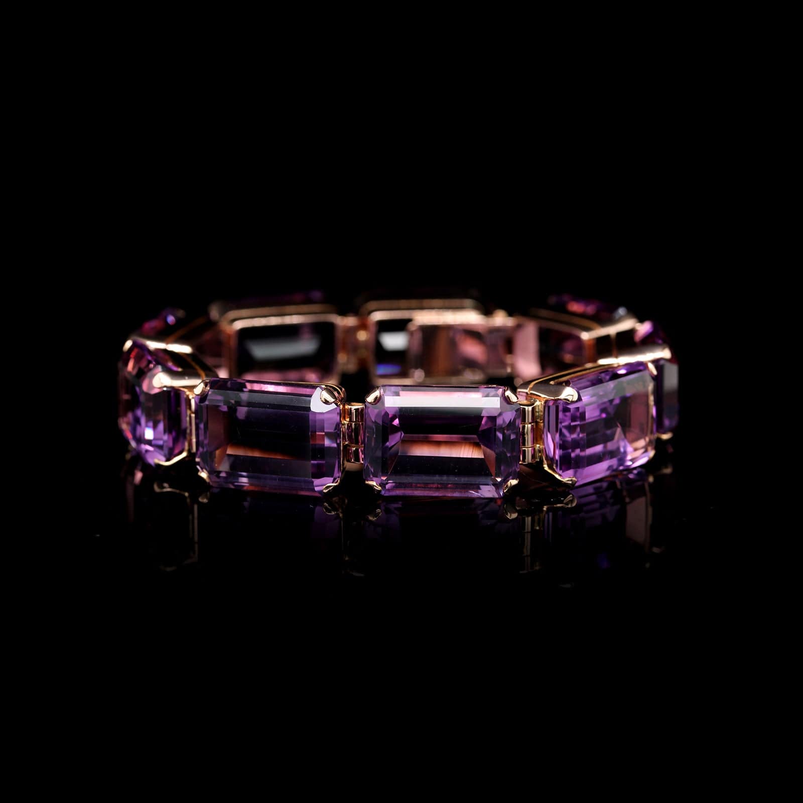 Retro 14K Rose Gold Estate Amethyst Bracelet