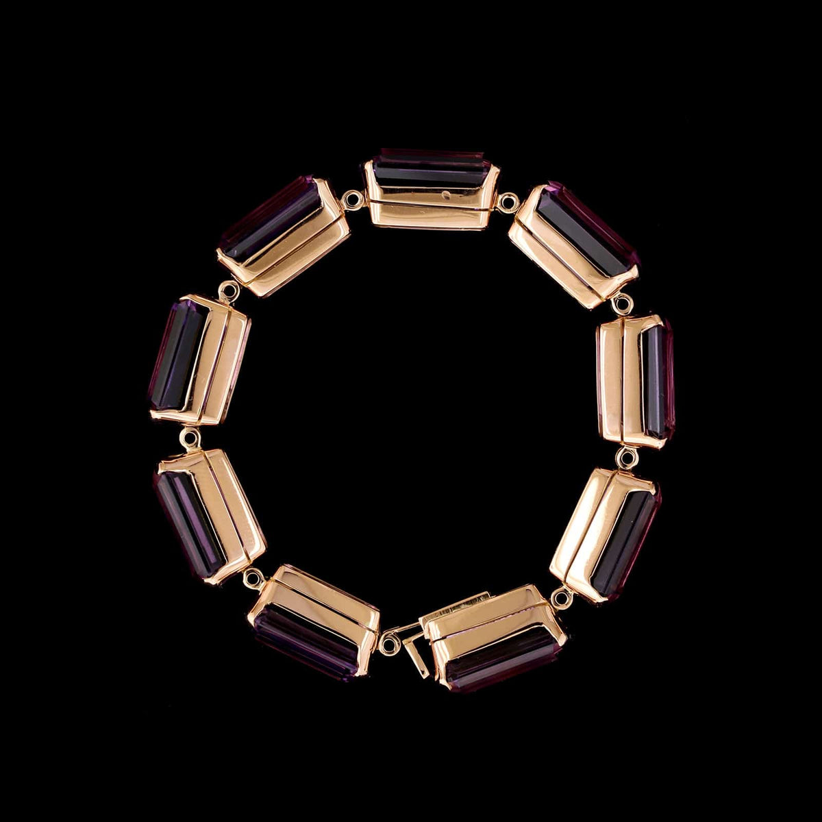 Retro 14K Rose Gold Estate Amethyst Bracelet
